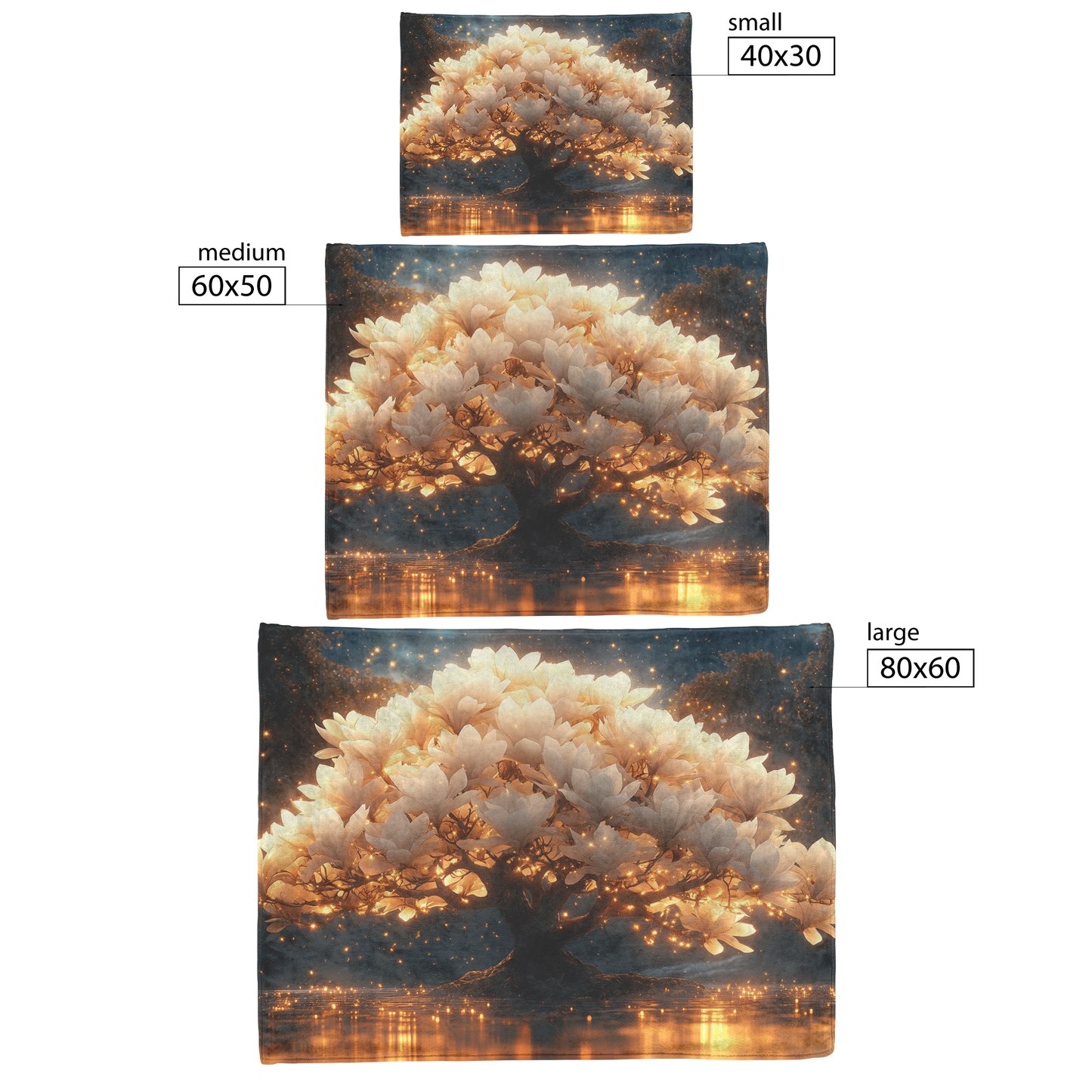 Glowing_White_Magnolia_Tree_with_Golden__H_Blanket_Size_Options_Mockup.png