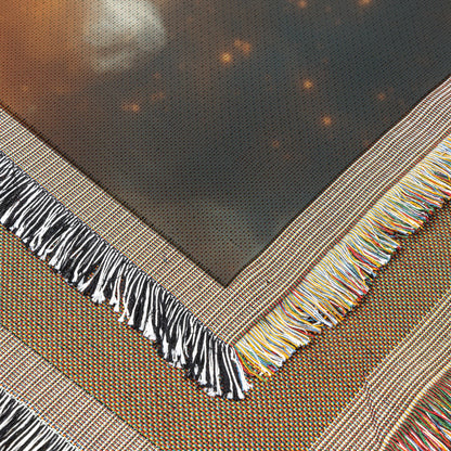 Golden Angel with Majestic Wings Holding Sword  Divine Strength Protection & Heavenly Grace Christian Woven Throw Blanket for Spiritual Peace Faith and Inspirational Home Decor - Awakening Righteousness