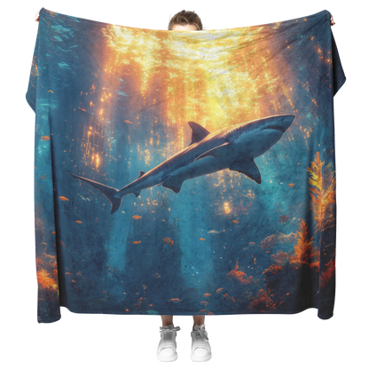 Great_White_Shark_Gliding_Through_Glowin_H_Blanket_Model_Mockup.png