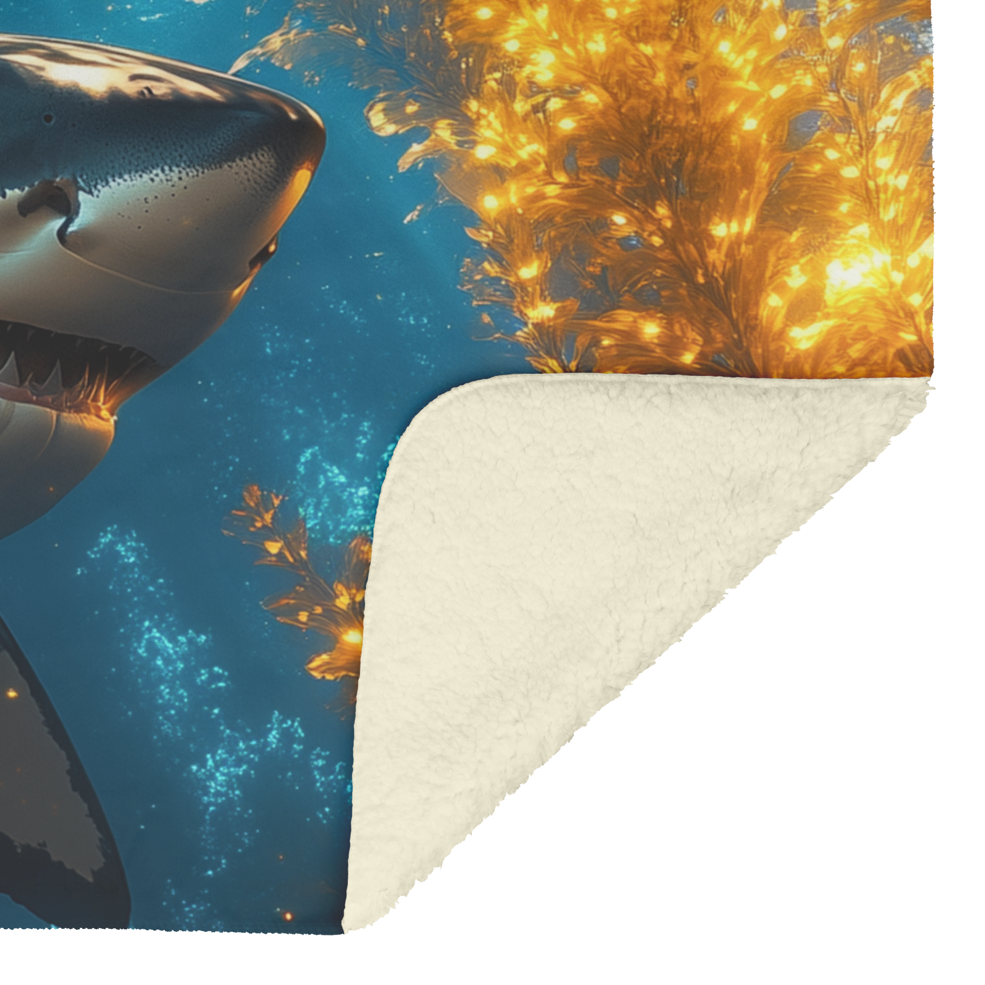Great_White_Shark_Gliding_Through_Glowin_H_Blanket_Sherpa_Mockup.png