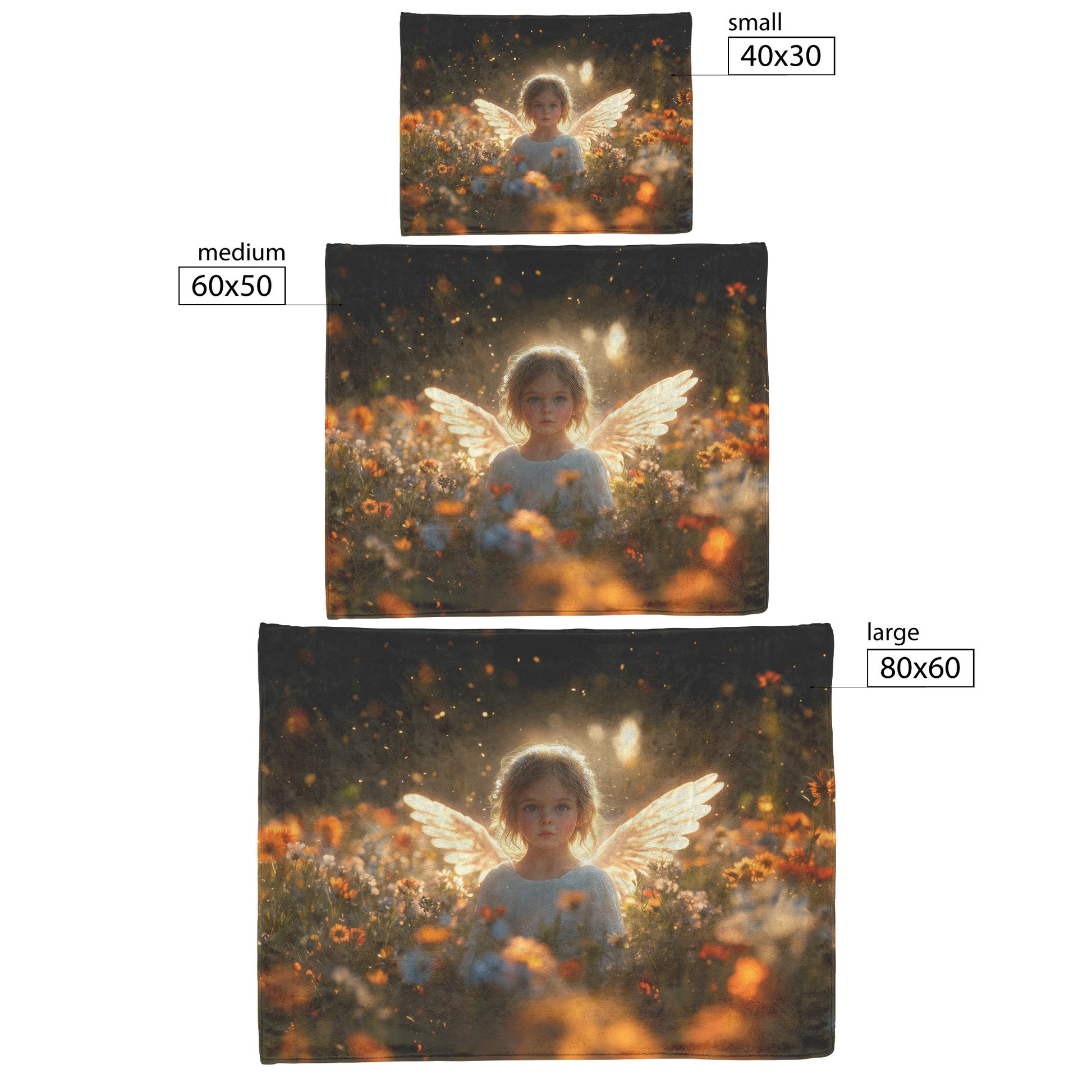 Heavenly Grace Cozy Christian Fleece Sherpa Blanket Angel Among Colorful Flowers - Awakening Righteousness