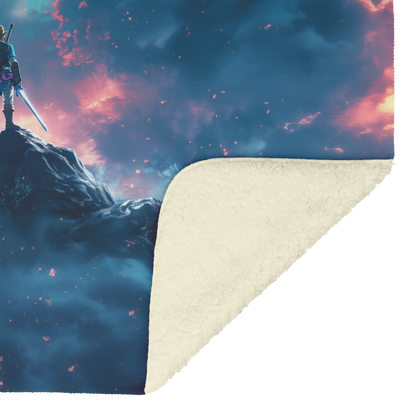 Heroic_Warrior_Standing_Atop_Cliff_With__H_Blanket_Sherpa_Mockup.png