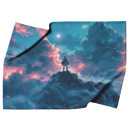 Heroic_Warrior_Standing_Atop_Cliff_With__H_Blanket_Top_Bottom_Folds_Mockup.png