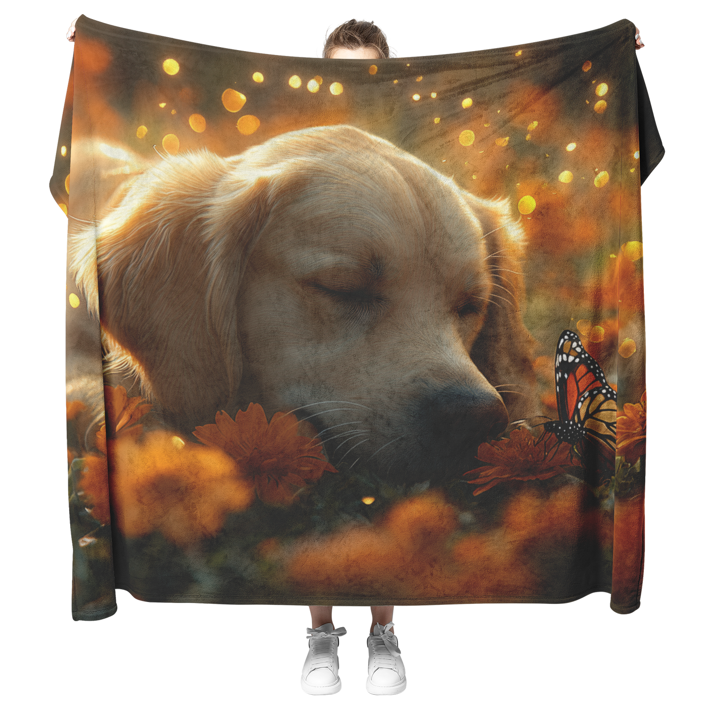 Labrador_Playing_with_Butterfly_in_Garde_H_Blanket_Model_Mockup.png