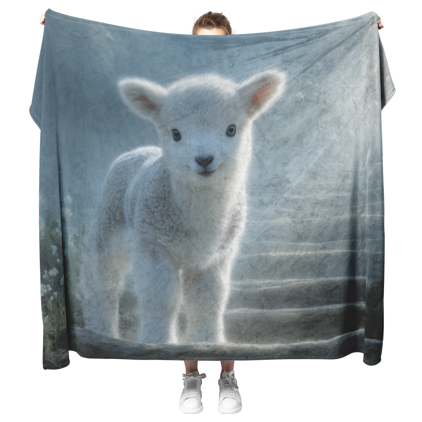 Lamb_With_Blue_Eyes_At_Radiant_Stairway__H_Blanket_Model_Mockup.png