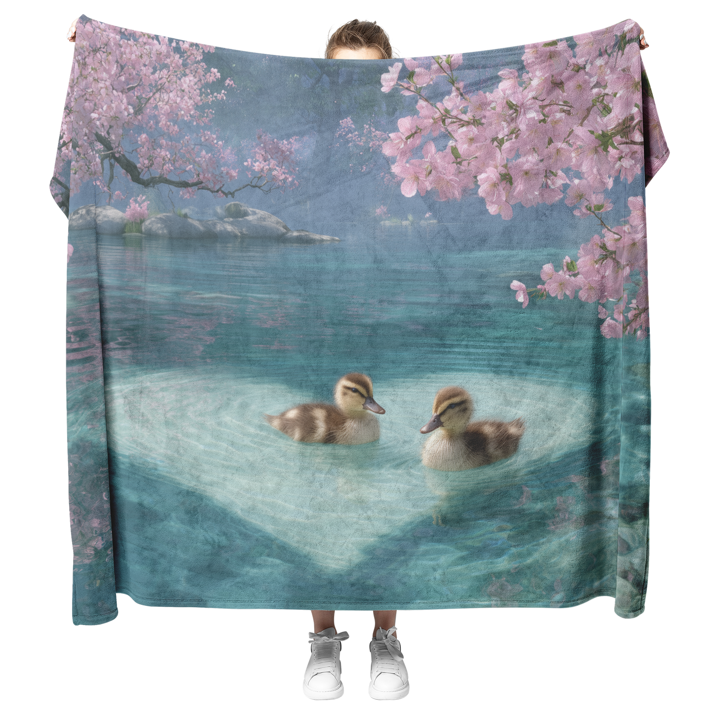 Little_Ducklings_Floating_in_Pink_Heart__H_Blanket_Model_Mockup.png_15350977