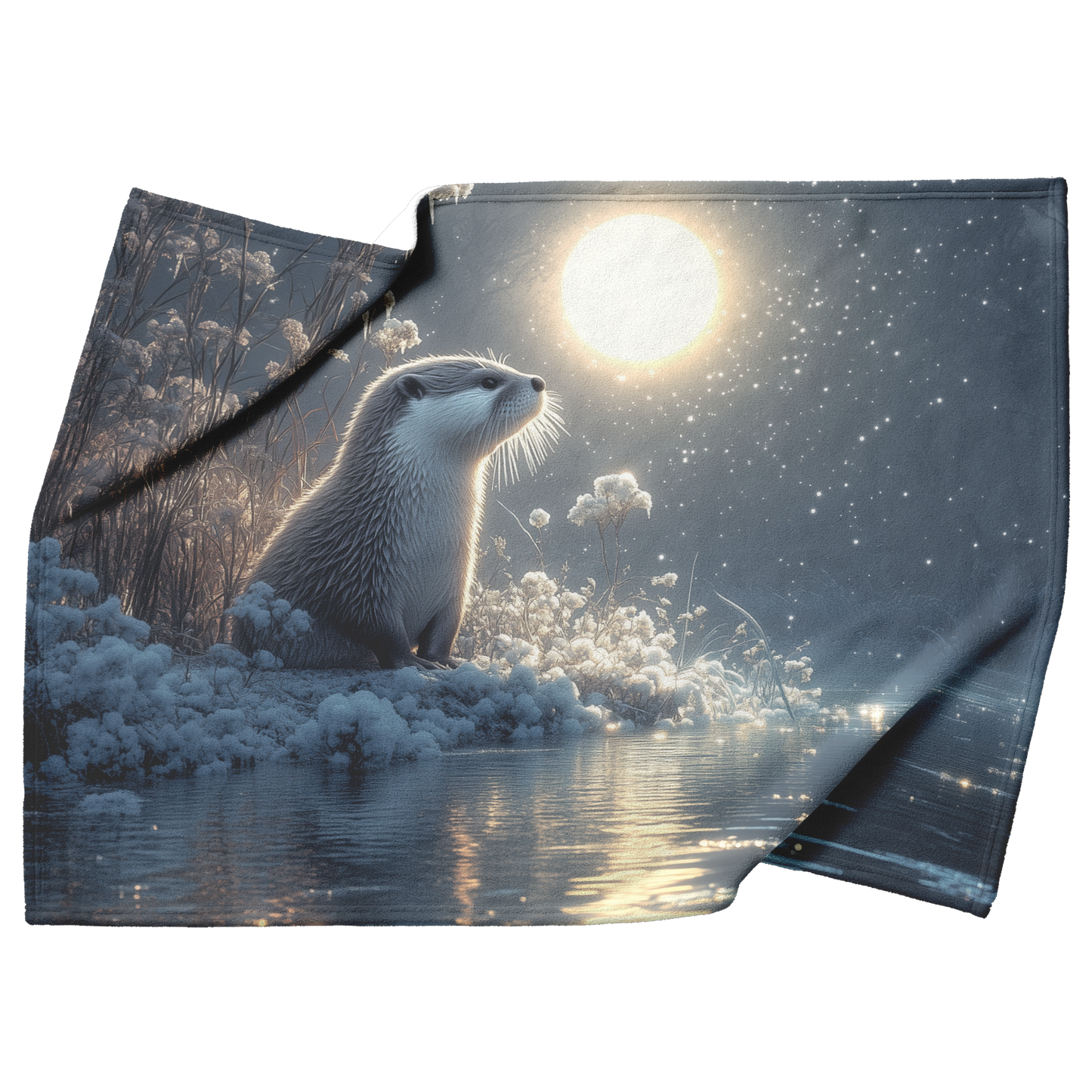 Lone_Otter_on_a_Glowing_Riverbank_Surrou_H_Blanket_Top_Bottom_Folds_Mockup.png