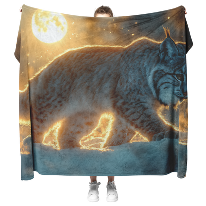 Lynx_Walking_Through_a_Glowing_Snowy_Lan_H_Blanket_Model_Mockup.png