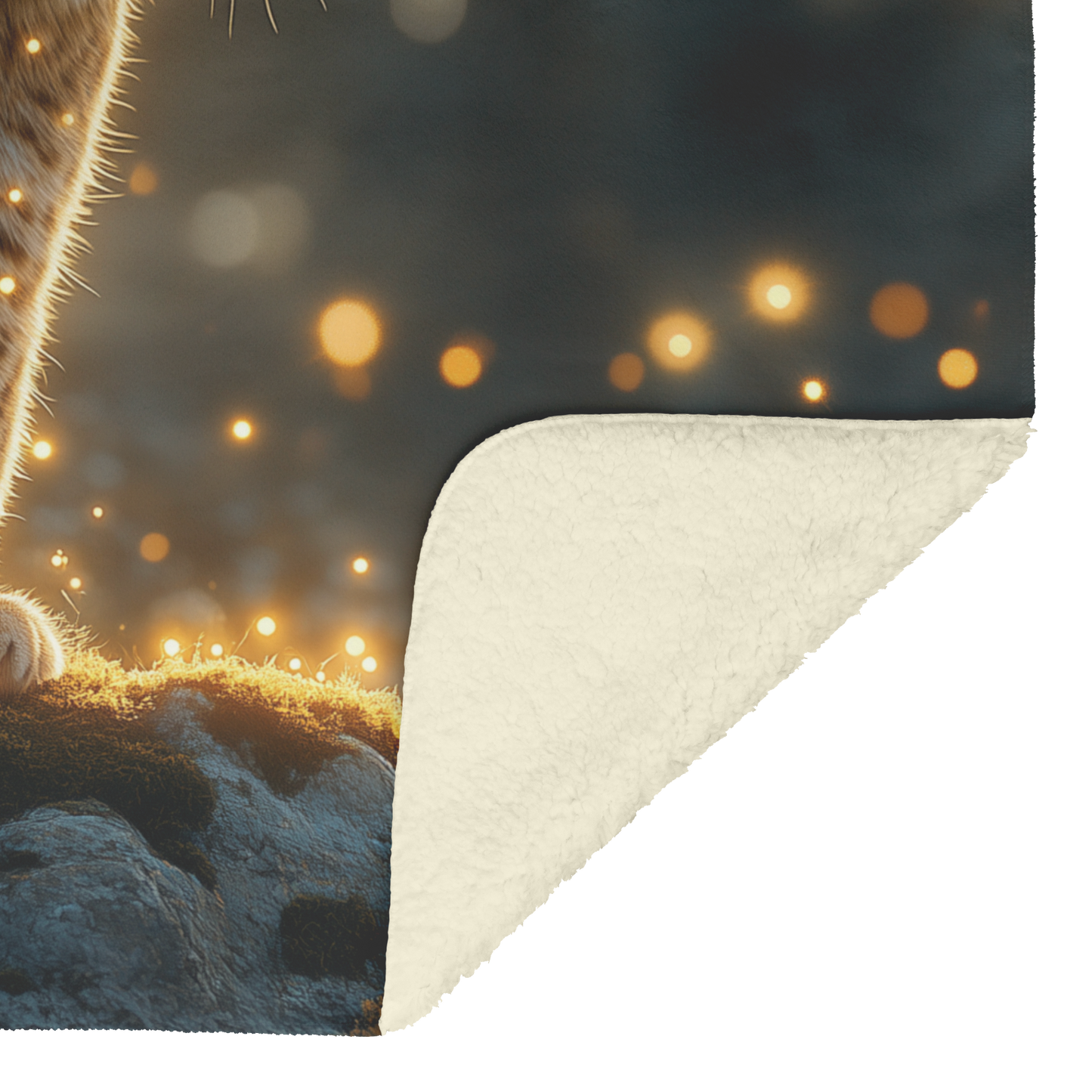 Lynx_on_a_Glowing_Moss-Covered_Rock_in_a_H_Blanket_Sherpa_Mockup.png