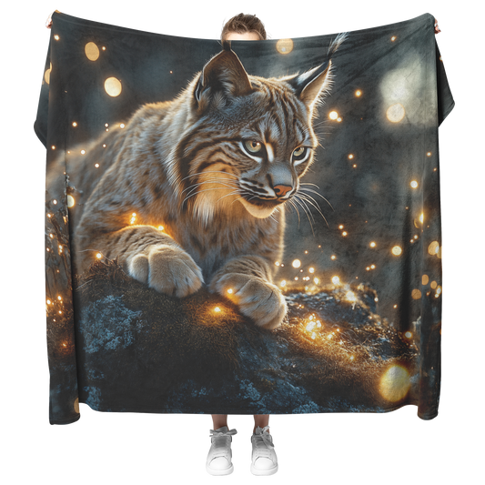 Lynx_on_a_Glowing_Moss_Covered_Rock_in_a_H_Blanket_Model_Mockup.png