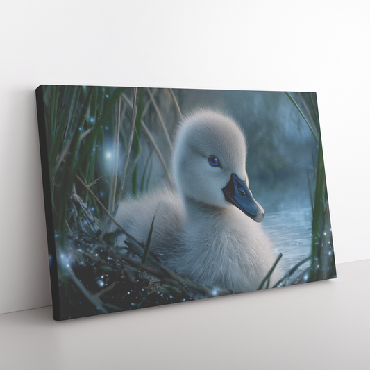 Magical_Baby_Swan_with_Blue_Eyes_in_Glow_H_Rectangle_Angle_Floor_Mockup.png_15330447