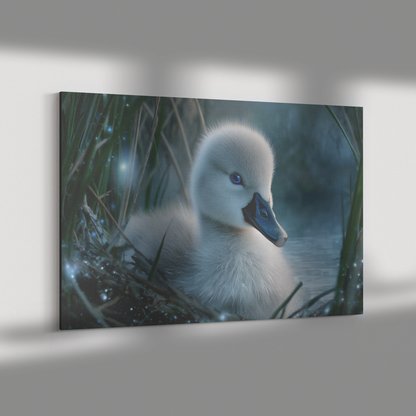 Magical_Baby_Swan_with_Blue_Eyes_in_Glow_H_Rectangle_Dramatic_Shadow_Mockup.png_15330448