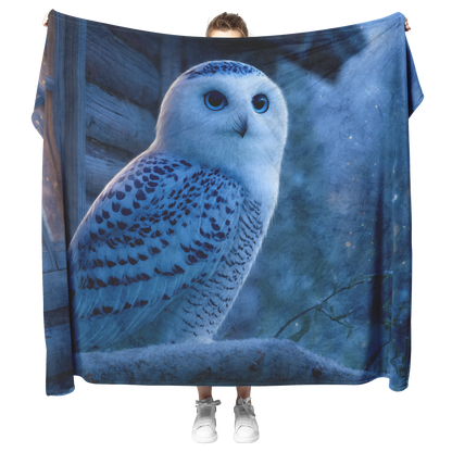 Magical_Owl_With_Blue_Eyes_Perched_On_Gl_H_Blanket_Model_Mockup.png
