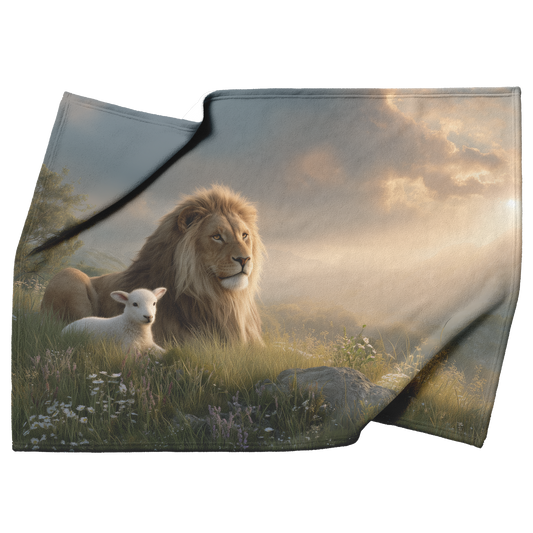 Majestic_Lion_Resting_Beside_Gentle_Lamb_H_Blanket_Top_Bottom_Folds_Mockup.png