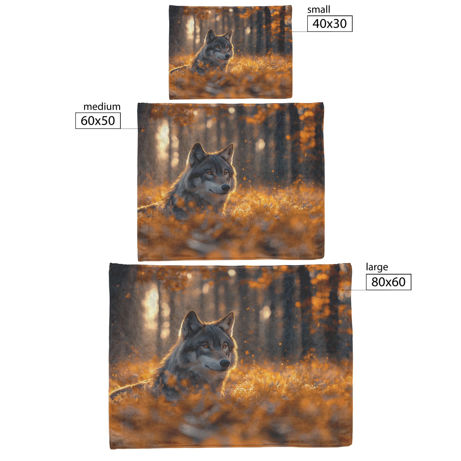 Majestic Wolf In Laying in Autumn Forest Cozy Fleece and Sherpa Blanket - Awakening Righteousness
