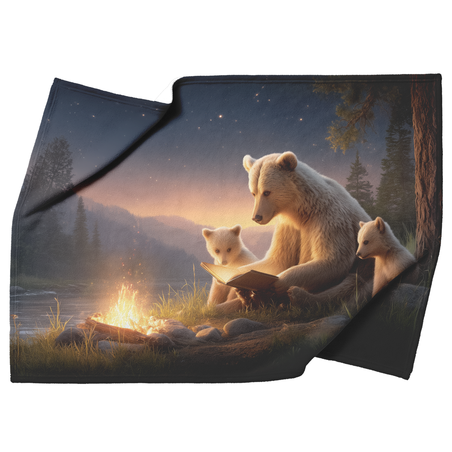Mama_Bear_Reading_Glowing_Book_To_Cubs_B_H_Blanket_Top_Bottom_Folds_Mockup.png