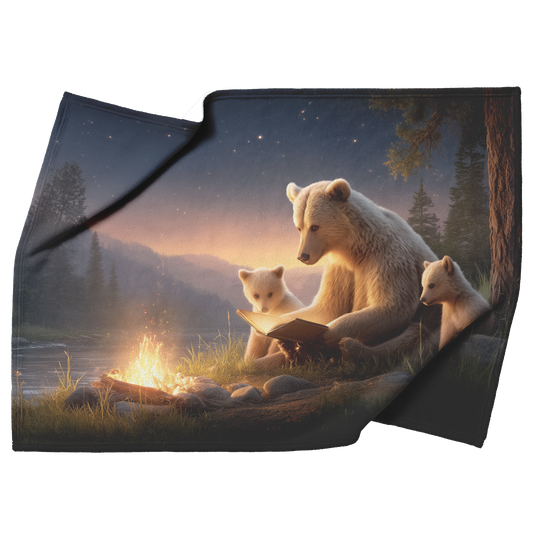 Mama_Bear_Reading_Glowing_Book_To_Cubs_B_H_Blanket_Top_Bottom_Folds_Mockup.png