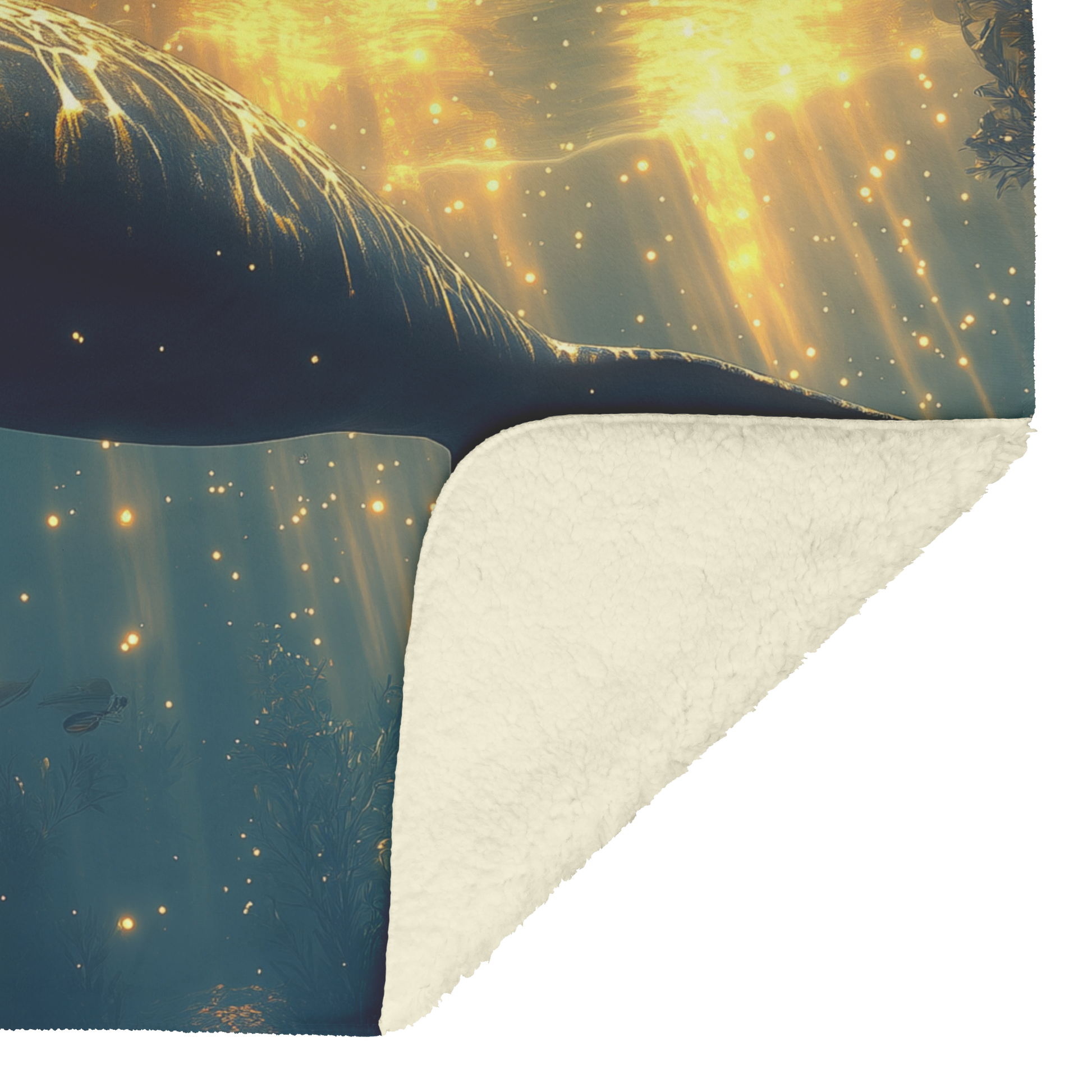 Manatee_Silhouetted_Against_Golden_Water_H_Blanket_Sherpa_Mockup.png