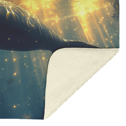 Manatee_Silhouetted_Against_Golden_Water_H_Blanket_Sherpa_Mockup.png