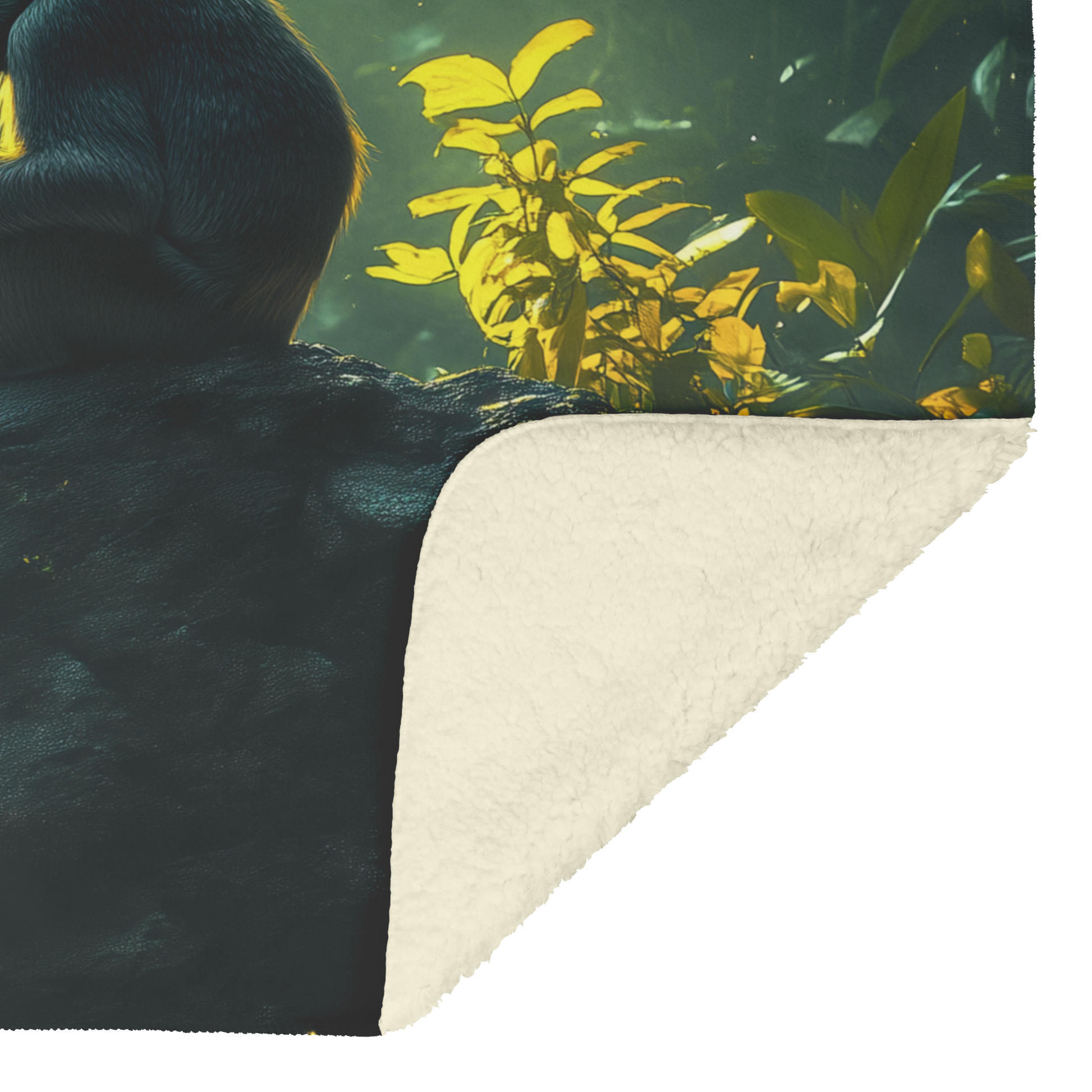 Mandrill_Sitting_on_Glowing_Rock_in_Dens_H_Blanket_Sherpa_Mockup.png