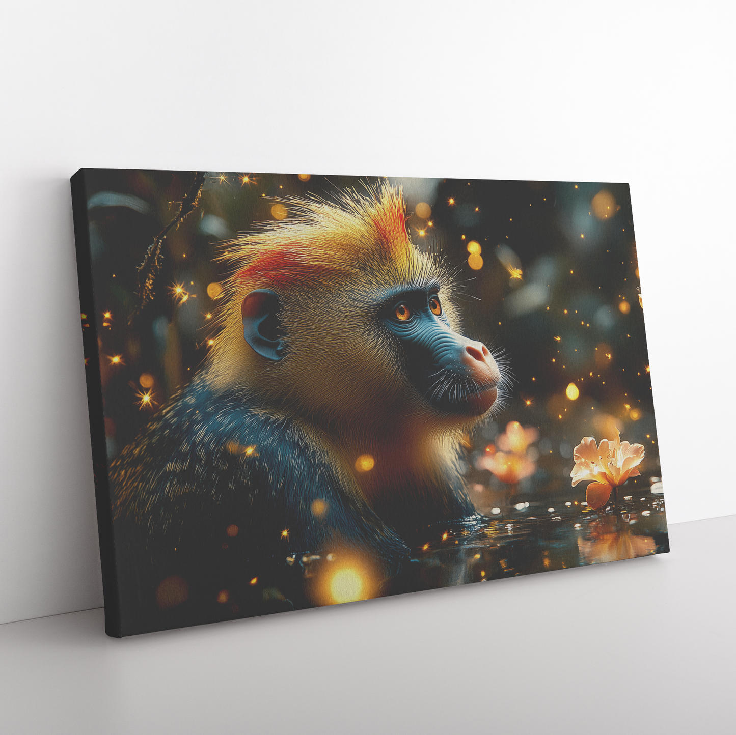 Mandrill_Surrounded_by_Glowing_Fireflies_H_Rectangle_Angle_Floor_Mockup.png