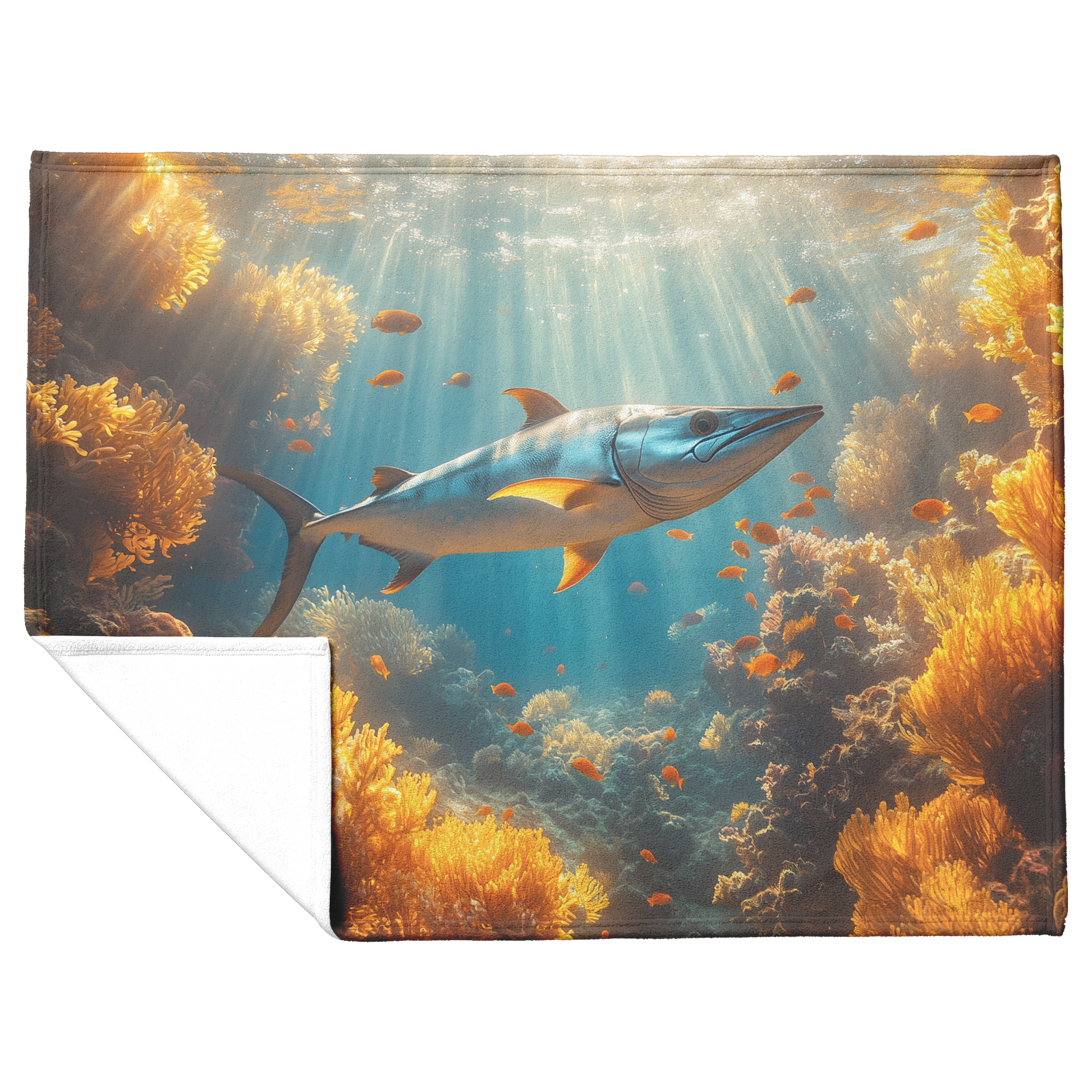 Marlin_Swimming_Through_Glowing_Tropical_H_Blanket_Flat_Fold_Mockup.png
