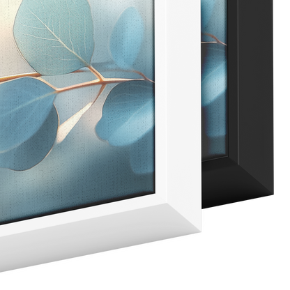 Minimalist Artwork Eucalyptus Leaves Subtle Shading Soft Gray Background Ultra High Definition Luminous Highlights Panoramic Framed Canvas Wall Art - Awakening Righteousness
