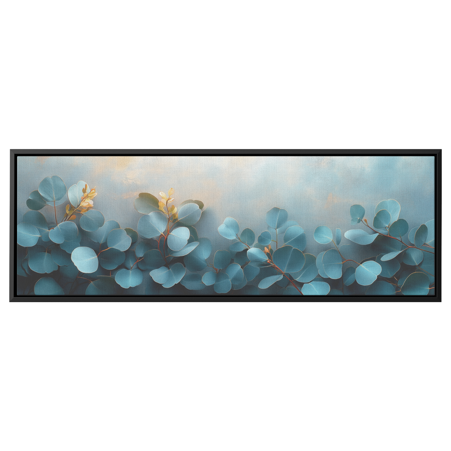 Minimalist Artwork Eucalyptus Leaves Subtle Shading Soft Gray Background Ultra High Definition Luminous Highlights Panoramic Framed Canvas Wall Art - Awakening Righteousness