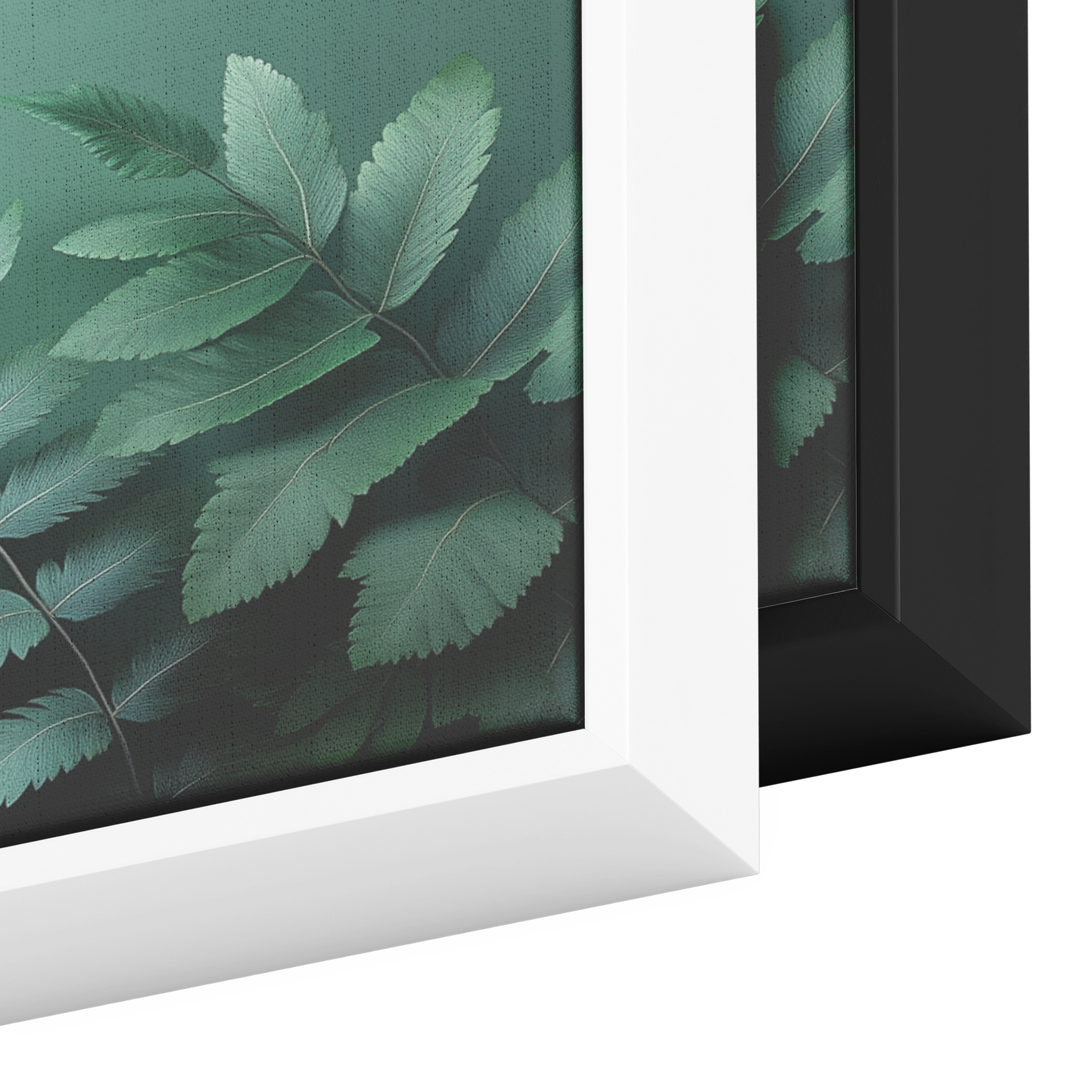 Minimalist Artwork Fern Leaves Monochrome Gray Tones Light Green Background Ultra High Definition Clean Design Panoramic Framed Canvas Wall Art - Awakening Righteousness