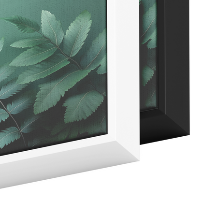 Minimalist Artwork Fern Leaves Monochrome Gray Tones Light Green Background Ultra High Definition Clean Design Panoramic Framed Canvas Wall Art - Awakening Righteousness