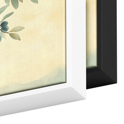 Minimalist Artwork Olive Branches Muted Green Tones Cream Background Ultra High Definition Elegant Simplicity Panoramic Framed Canvas Wall Art - Awakening Righteousness