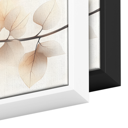 Minimalist Artwork Simple Leaves Vines Neutral Beige Tones White Background Elegant Line Art Ultra High Definition Modern Aesthetic Panoramic Framed Canvas Wall Art - Awakening Righteousness