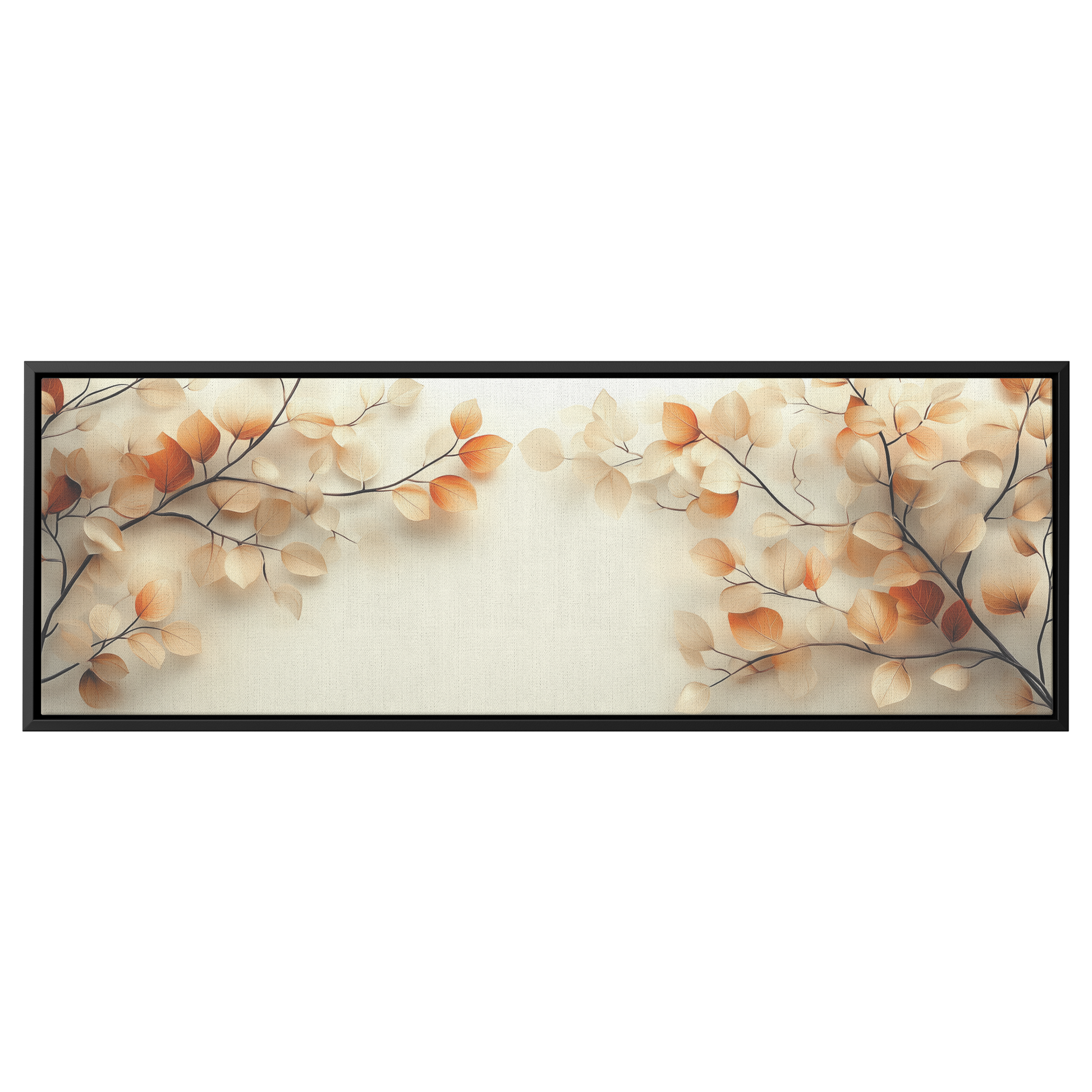 Minimalist Artwork Simple Leaves Vines Neutral Beige Tones White Background Elegant Line Art Ultra High Definition Modern Aesthetic Panoramic Framed Canvas Wall Art - Awakening Righteousness