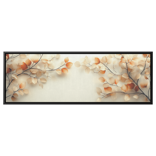 Minimalist Artwork Simple Leaves Vines Neutral Beige Tones White Background Elegant Line Art Ultra High Definition Modern Aesthetic Panoramic Framed Canvas Wall Art - Awakening Righteousness