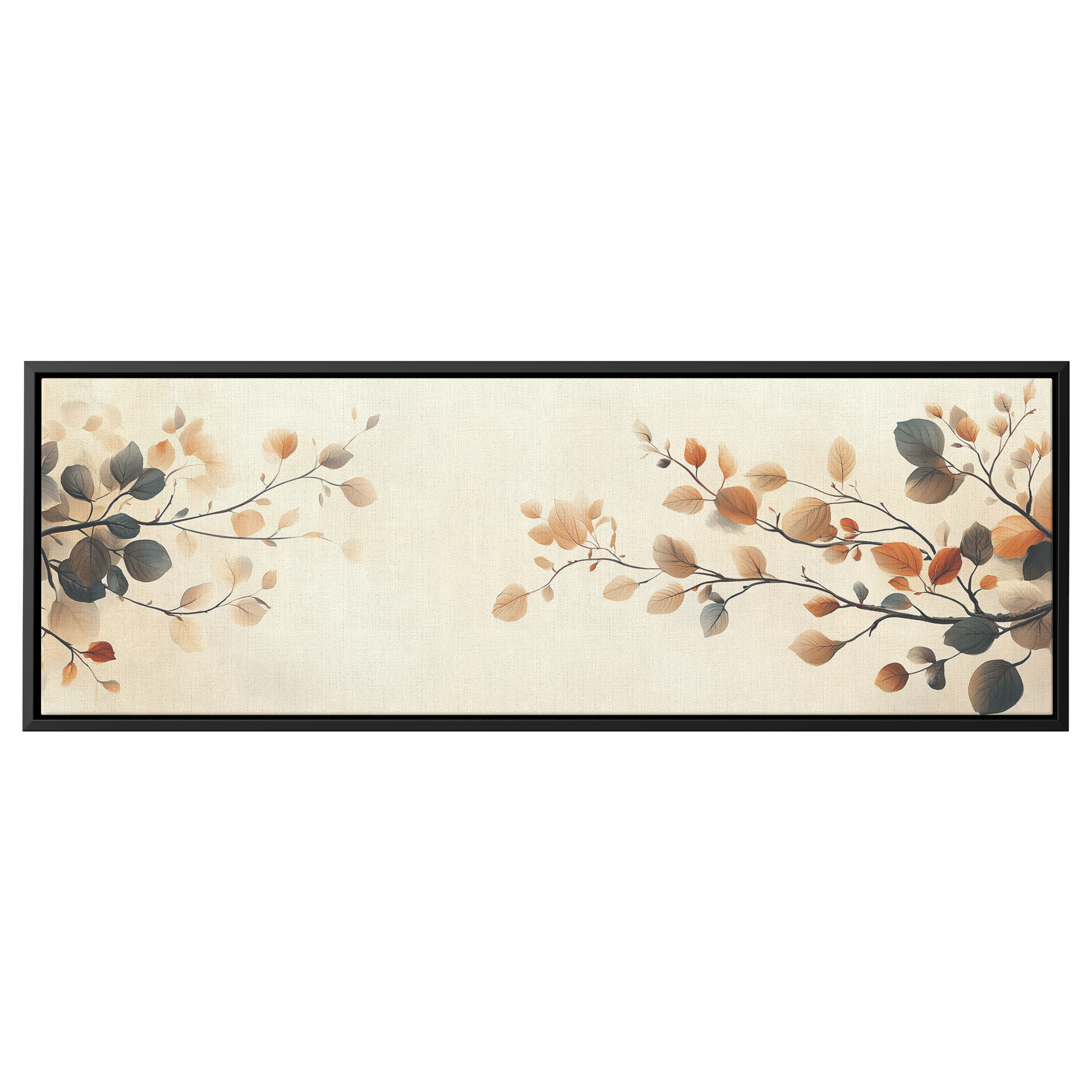 Minimalist Artwork Simple Leaves Vines Neutral Beige Tones White Background Elegant Line Art Ultra High Definition Modern Aesthetic Panoramic Framed Canvas Wall Art - Awakening Righteousness