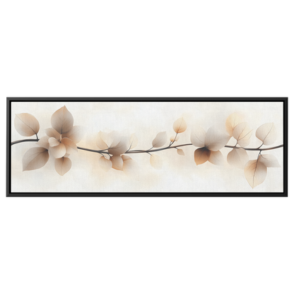 Minimalist Artwork Simple Leaves Vines Neutral Beige Tones White Background Elegant Line Art Ultra High Definition Modern Aesthetic Panoramic Framed Canvas Wall Art - Awakening Righteousness