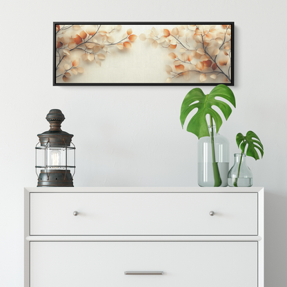 Minimalist Artwork Simple Leaves Vines Neutral Beige Tones White Background Elegant Line Art Ultra High Definition Modern Aesthetic Panoramic Framed Canvas Wall Art - Awakening Righteousness