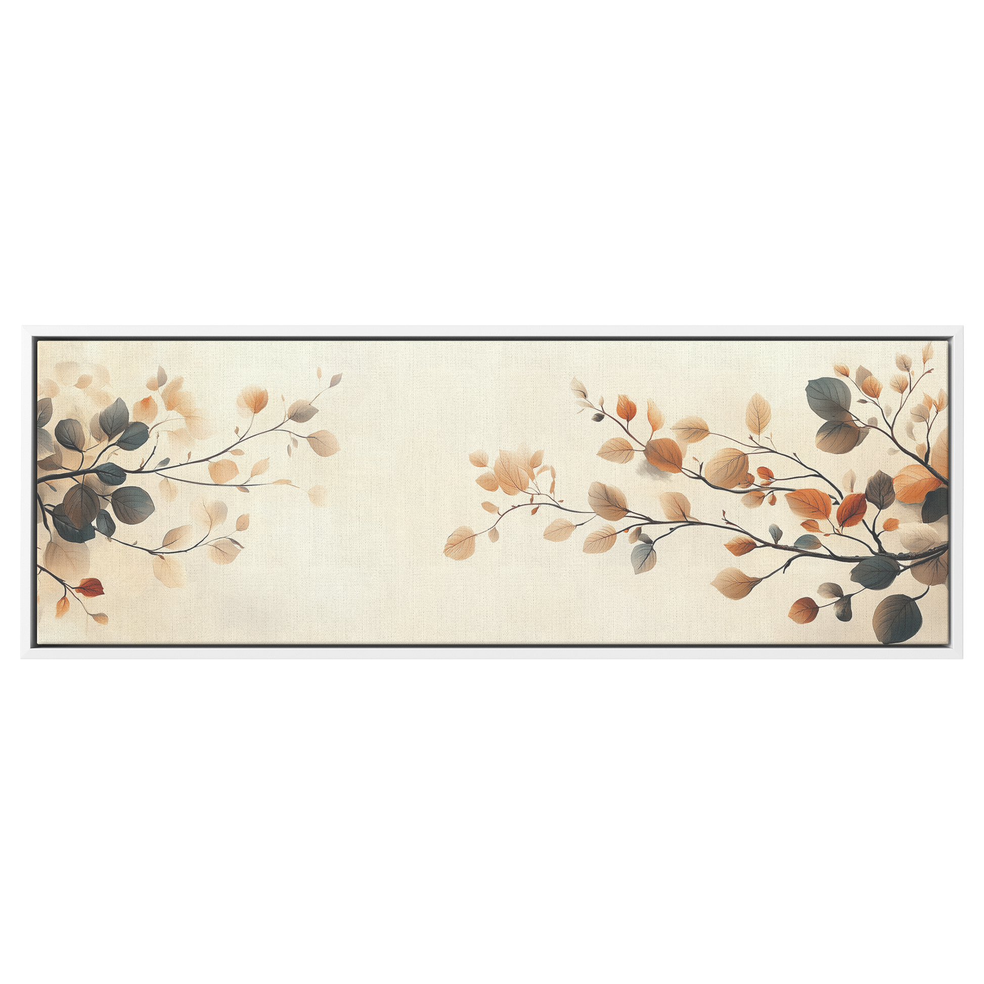 Minimalist Artwork Simple Leaves Vines Neutral Beige Tones White Background Elegant Line Art Ultra High Definition Modern Aesthetic Panoramic Framed Canvas Wall Art - Awakening Righteousness