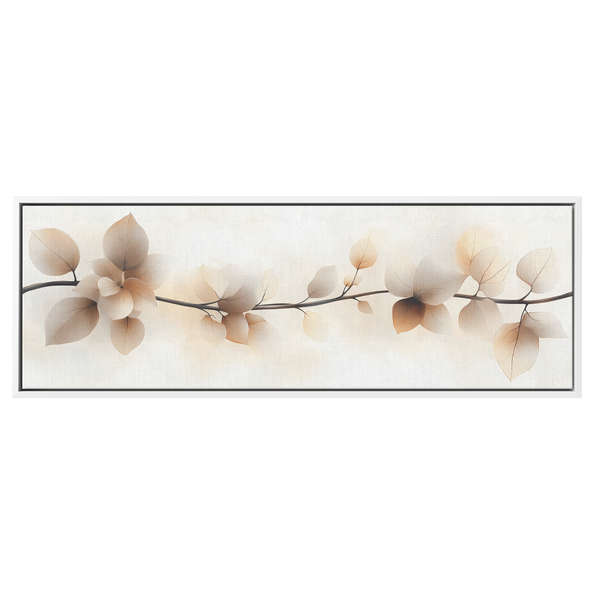 Minimalist Artwork Simple Leaves Vines Neutral Beige Tones White Background Elegant Line Art Ultra High Definition Modern Aesthetic Panoramic Framed Canvas Wall Art - Awakening Righteousness