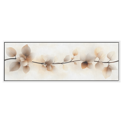 Minimalist Artwork Simple Leaves Vines Neutral Beige Tones White Background Elegant Line Art Ultra High Definition Modern Aesthetic Panoramic Framed Canvas Wall Art - Awakening Righteousness