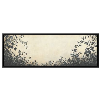 Minimalist Artwork Trailing Ivy Vines Monochrome Warm Taupe Background Ultra High Definition Refined Line Art Panoramic Framed Canvas Wall Art - Awakening Righteousness