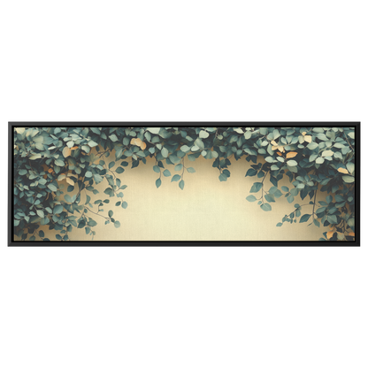 Minimalist Artwork Trailing Ivy Vines Monochrome Warm Taupe Background Ultra High Definition Refined Line Art Panoramic Framed Canvas Wall Art - Awakening Righteousness
