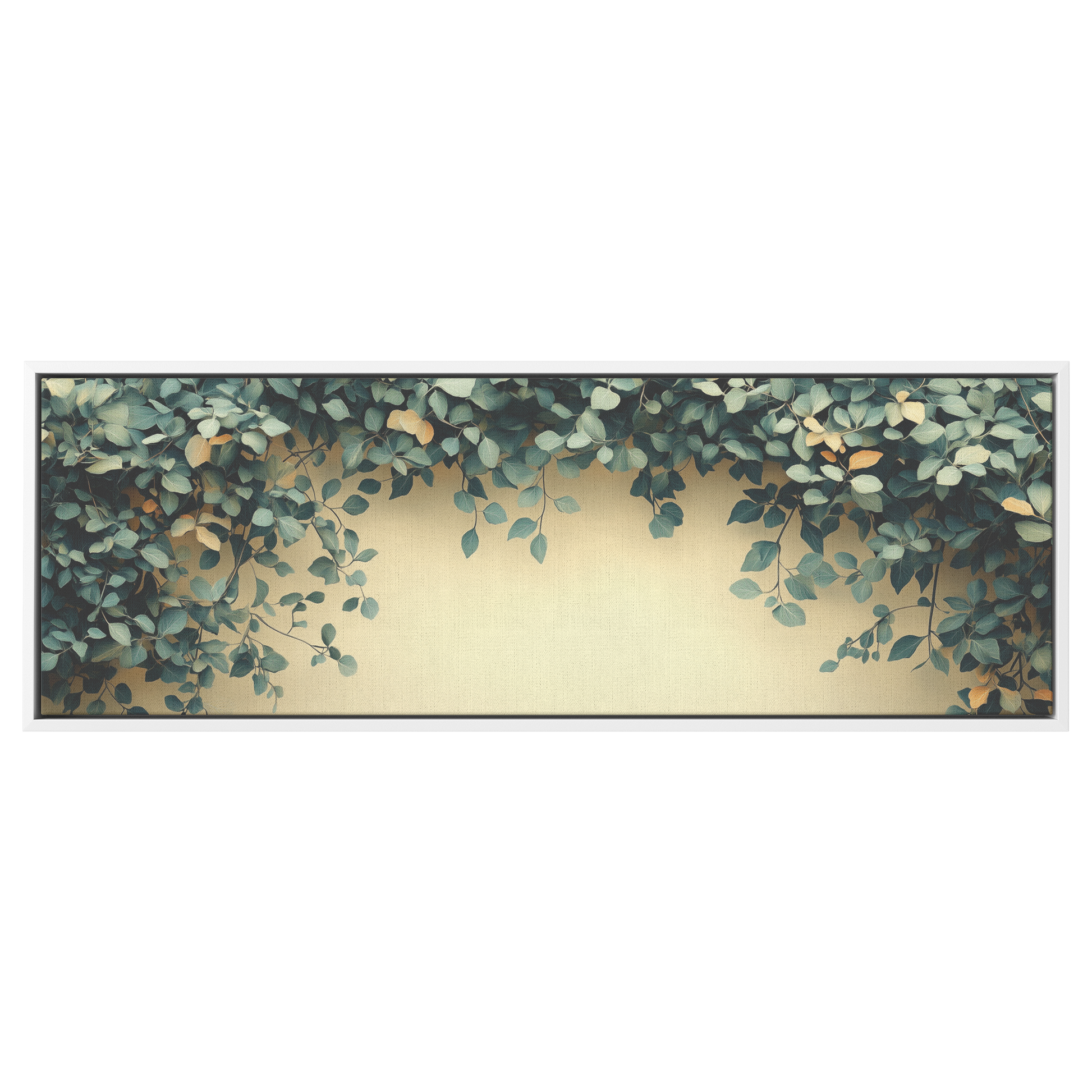 Minimalist Artwork Trailing Ivy Vines Monochrome Warm Taupe Background Ultra High Definition Refined Line Art Panoramic Framed Canvas Wall Art - Awakening Righteousness