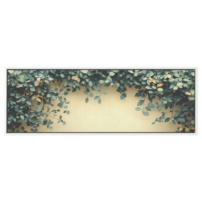 Minimalist Artwork Trailing Ivy Vines Monochrome Warm Taupe Background Ultra High Definition Refined Line Art Panoramic Framed Canvas Wall Art - Awakening Righteousness