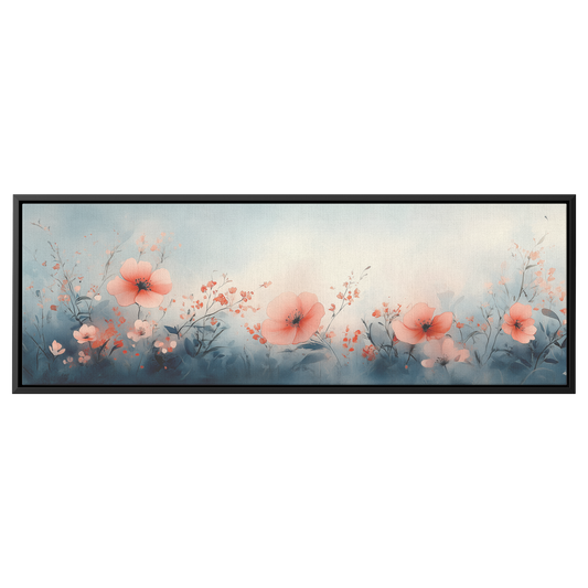 Minimalist Botanical Print Wildflowers Soft Watercolor Washes Muted Tones Ultra High Definition Luminous Highlights Panoramic Framed Canvas Wall Art - Awakening Righteousness