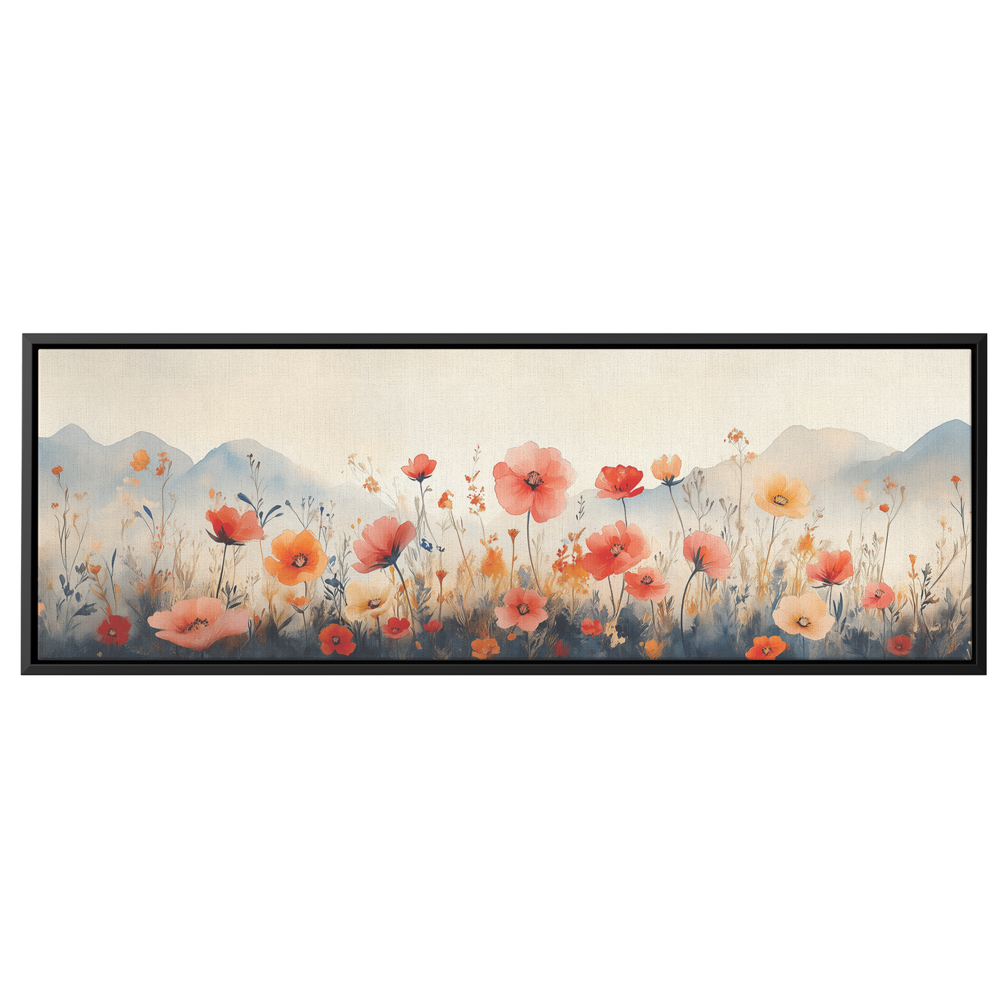 Minimalist Botanical Print Wildflowers Soft Watercolor Washes Muted Tones Ultra High Definition Luminous Highlights Panoramic Framed Canvas Wall Art - Awakening Righteousness