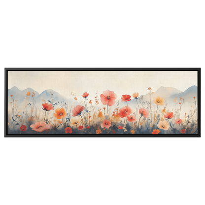 Minimalist Botanical Print Wildflowers Soft Watercolor Washes Muted Tones Ultra High Definition Luminous Highlights Panoramic Framed Canvas Wall Art - Awakening Righteousness
