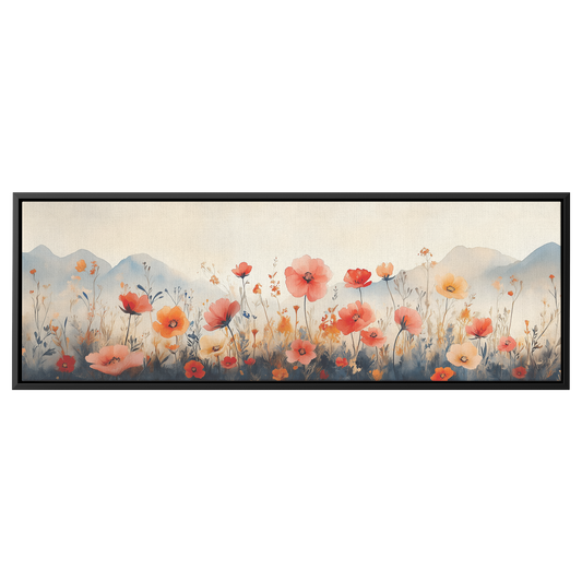 Minimalist Botanical Print Wildflowers Soft Watercolor Washes Muted Tones Ultra High Definition Luminous Highlights Panoramic Framed Canvas Wall Art - Awakening Righteousness