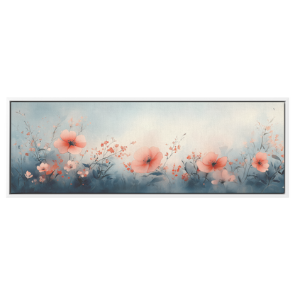 Minimalist Botanical Print Wildflowers Soft Watercolor Washes Muted Tones Ultra High Definition Luminous Highlights Panoramic Framed Canvas Wall Art - Awakening Righteousness