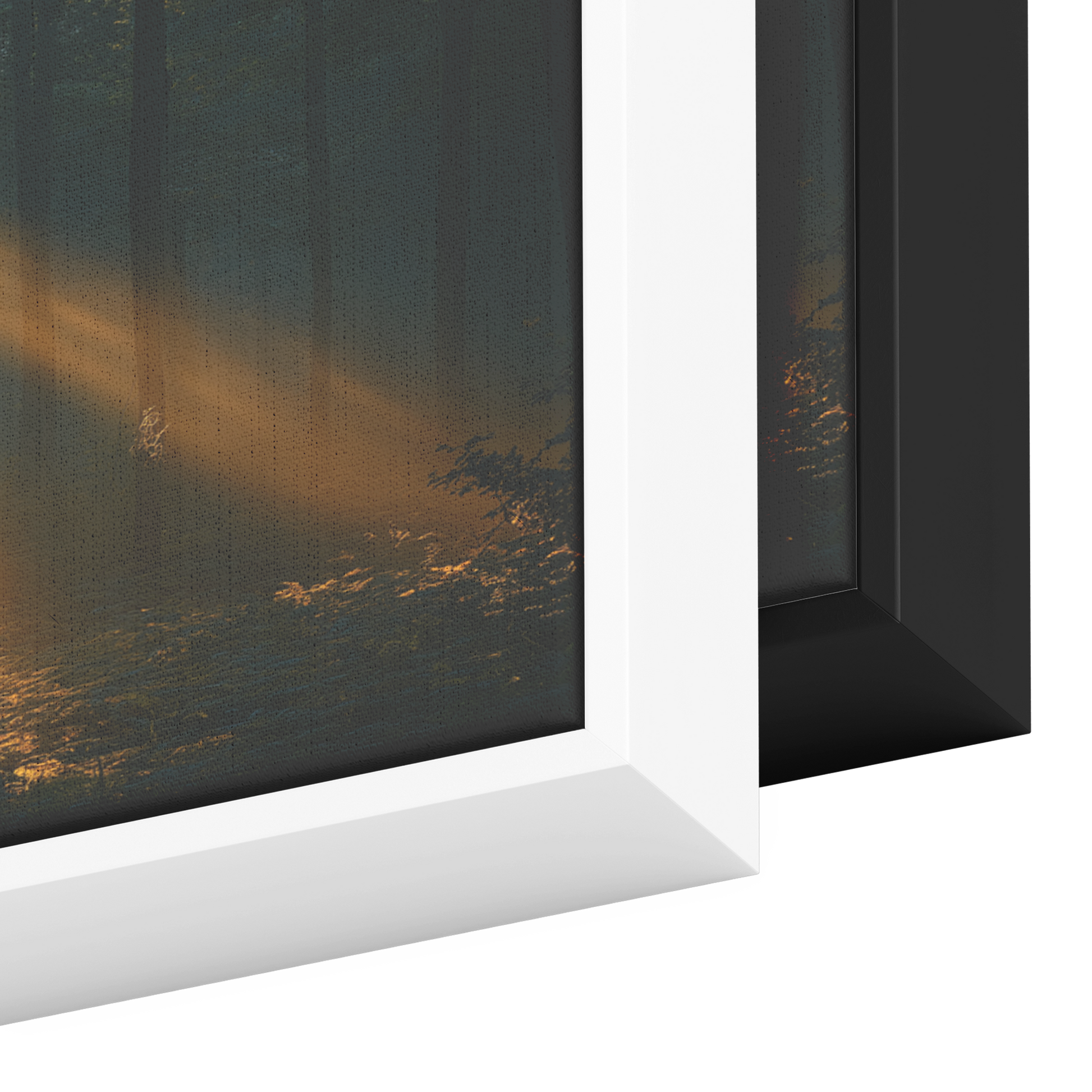 Misty_Forest_Dense_Trees_Golden_Sunlight_Framed_Canvas_H_Panoramic_Color_Options_Mockup.png